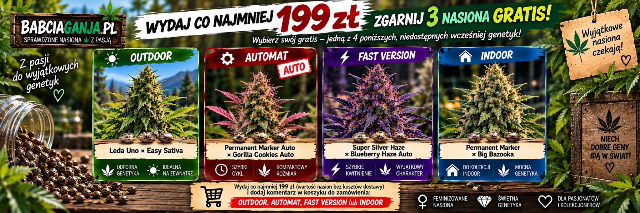 Promocja Babcia Ganja – 3 nasiona EXTRA przy zakupie nasion za minimum 199 zł