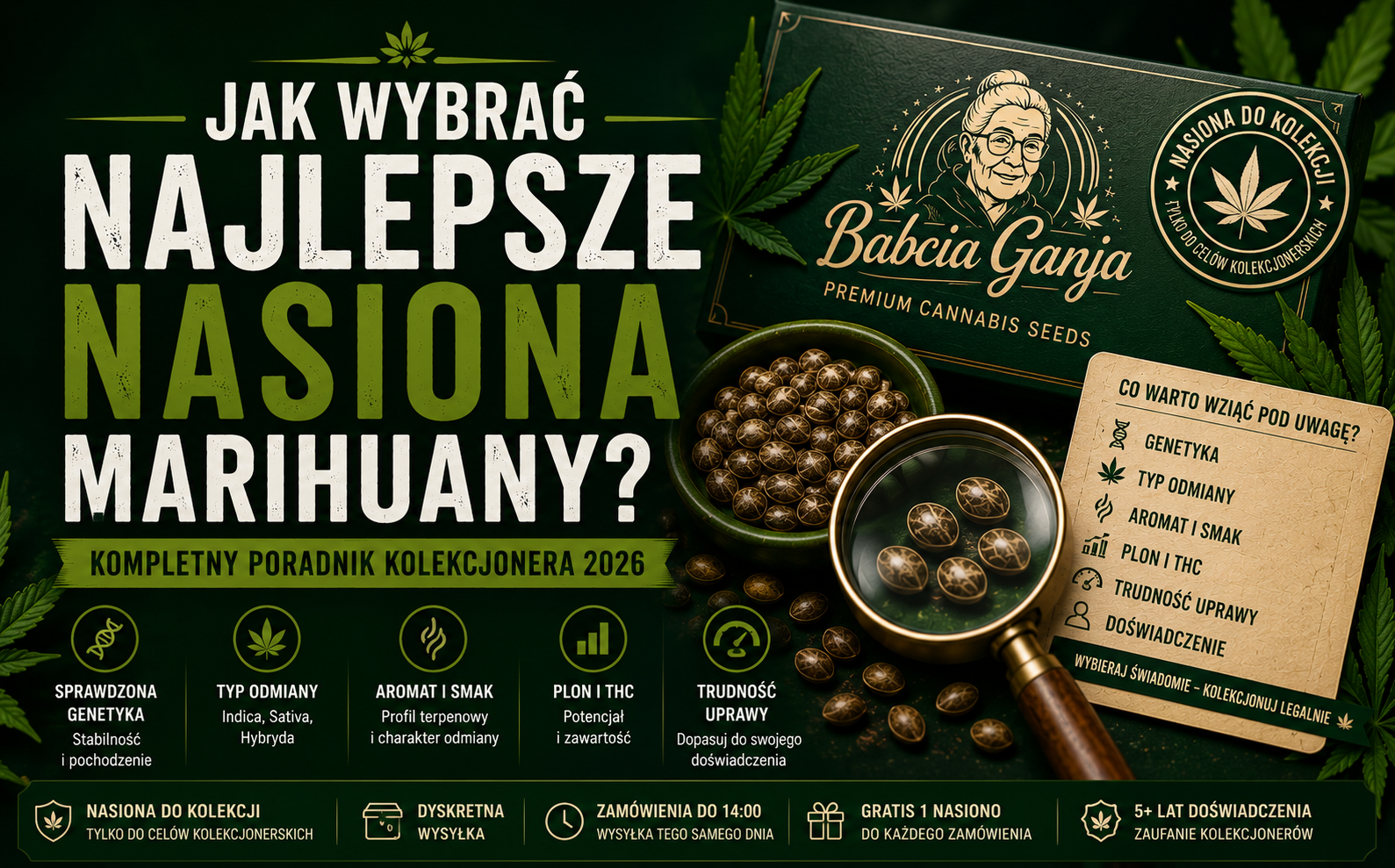 jak wybrać najlepsze nasiona marihuany – baner poradnika kolekcjonera 2026