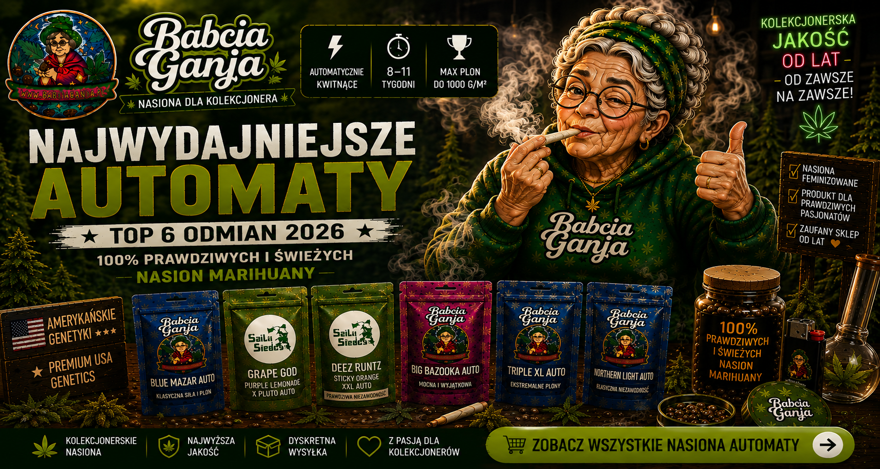 Najwydajniejsze Automaty 2026 – Babcia Ganja / Szila Seeds
