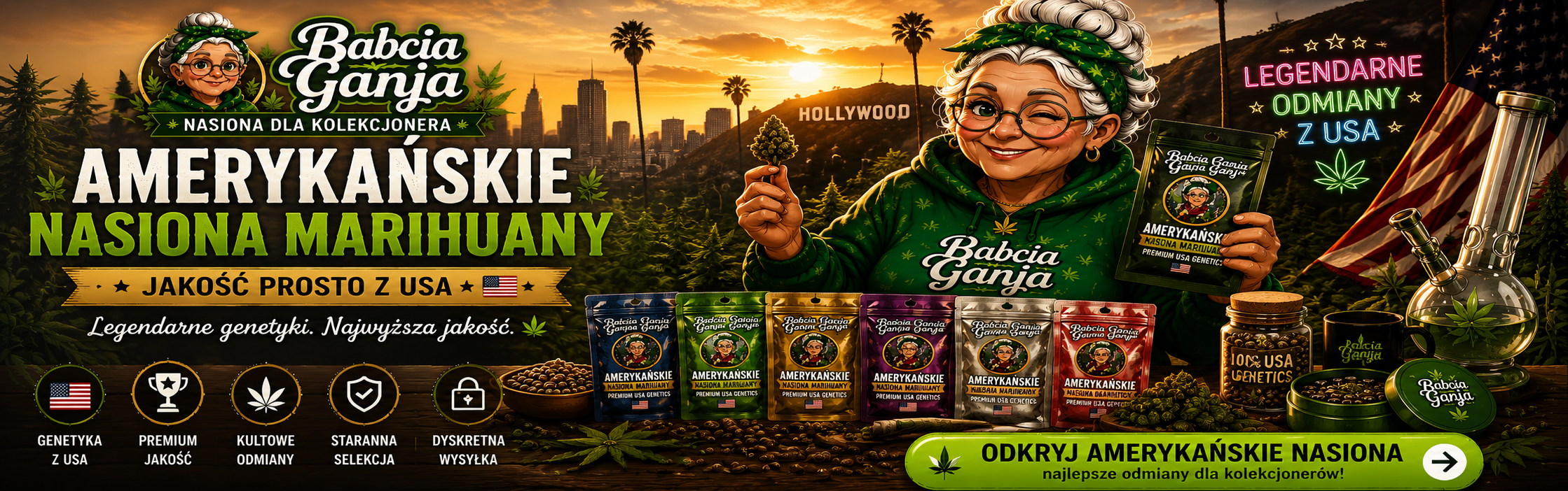 Amerykańskie nasiona marihuany z USA – kolekcjonerskie nasiona konopi Babcia Ganja