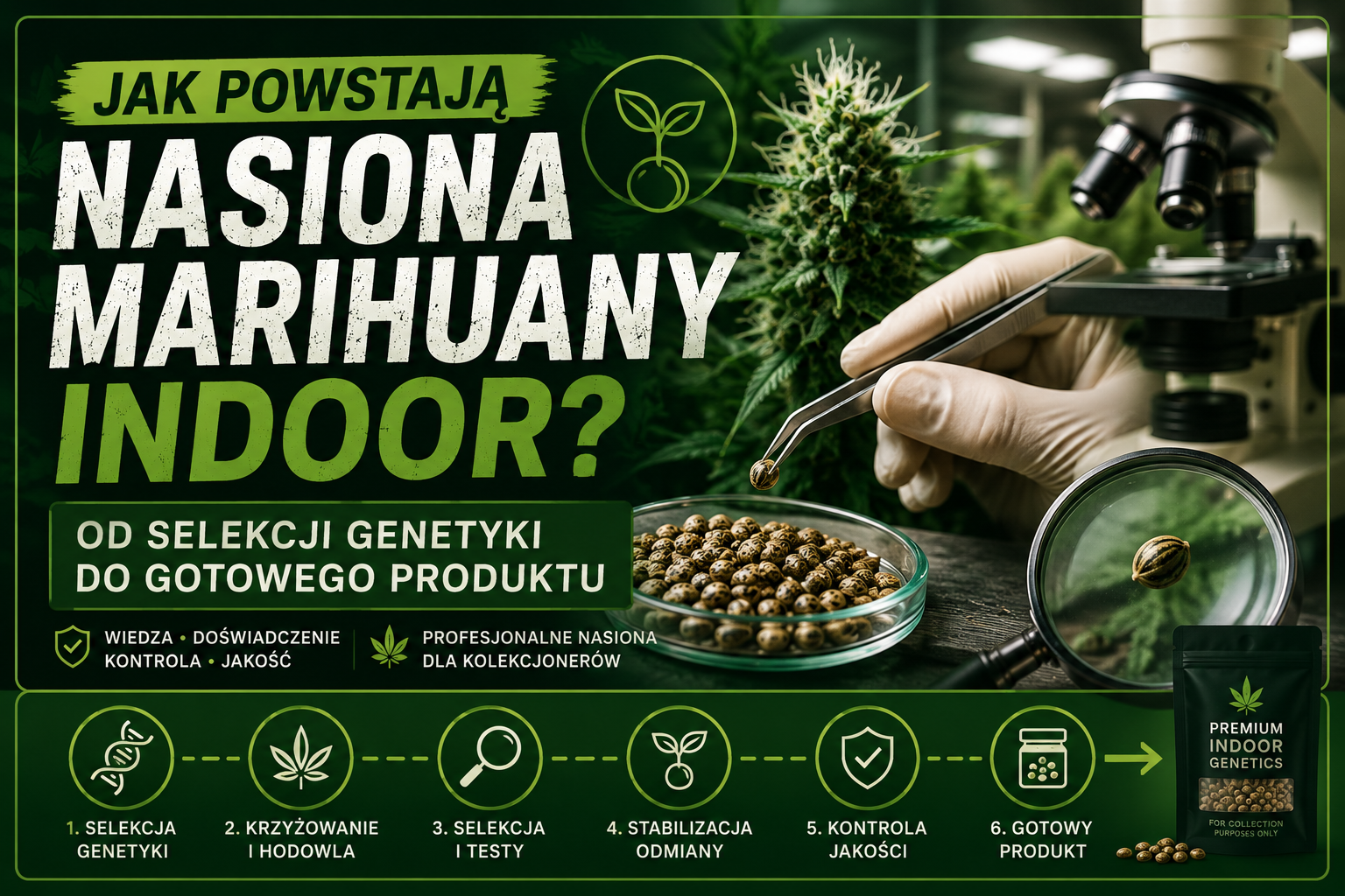 Jak powstają nasiona marihuany Indoor – selekcja genetyczna, stabilizacja odmian i kontrola jakości