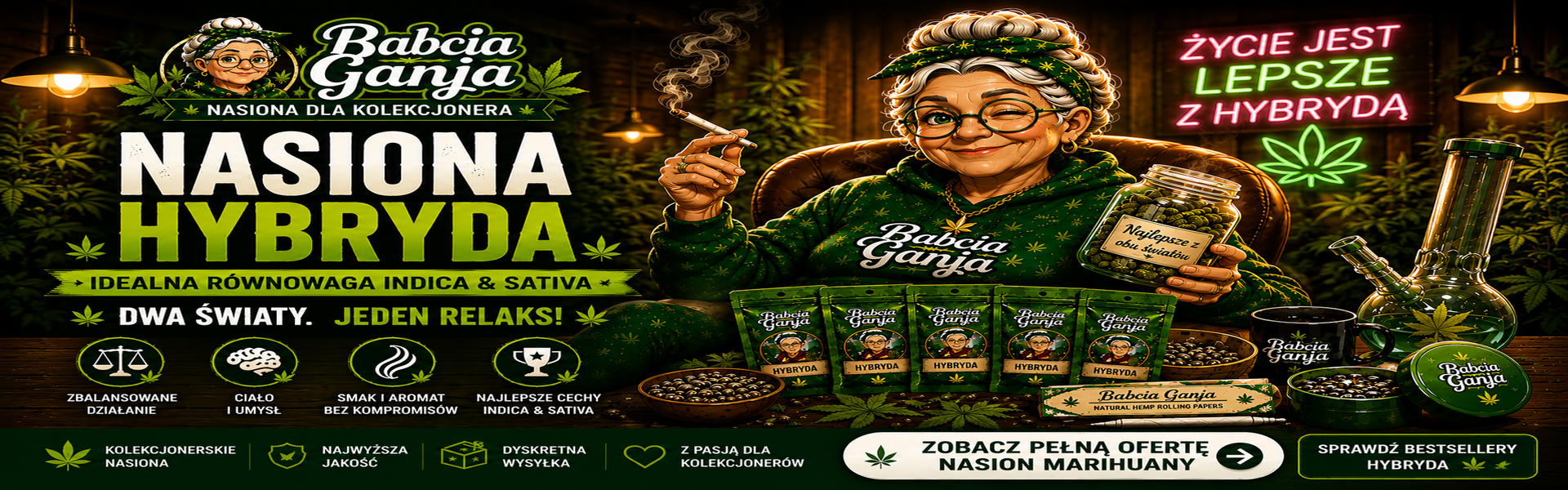 Nasiona Hybryda – feminizowane kolekcjonerskie nasiona marihuany Indica i Sativa Babcia Ganja