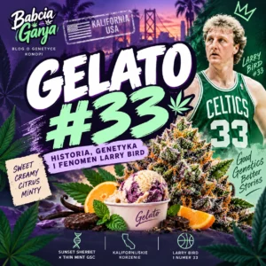 Gelato #33 – historia, genetyka Sunset Sherbet × Thin Mint GSC i Larry Bird